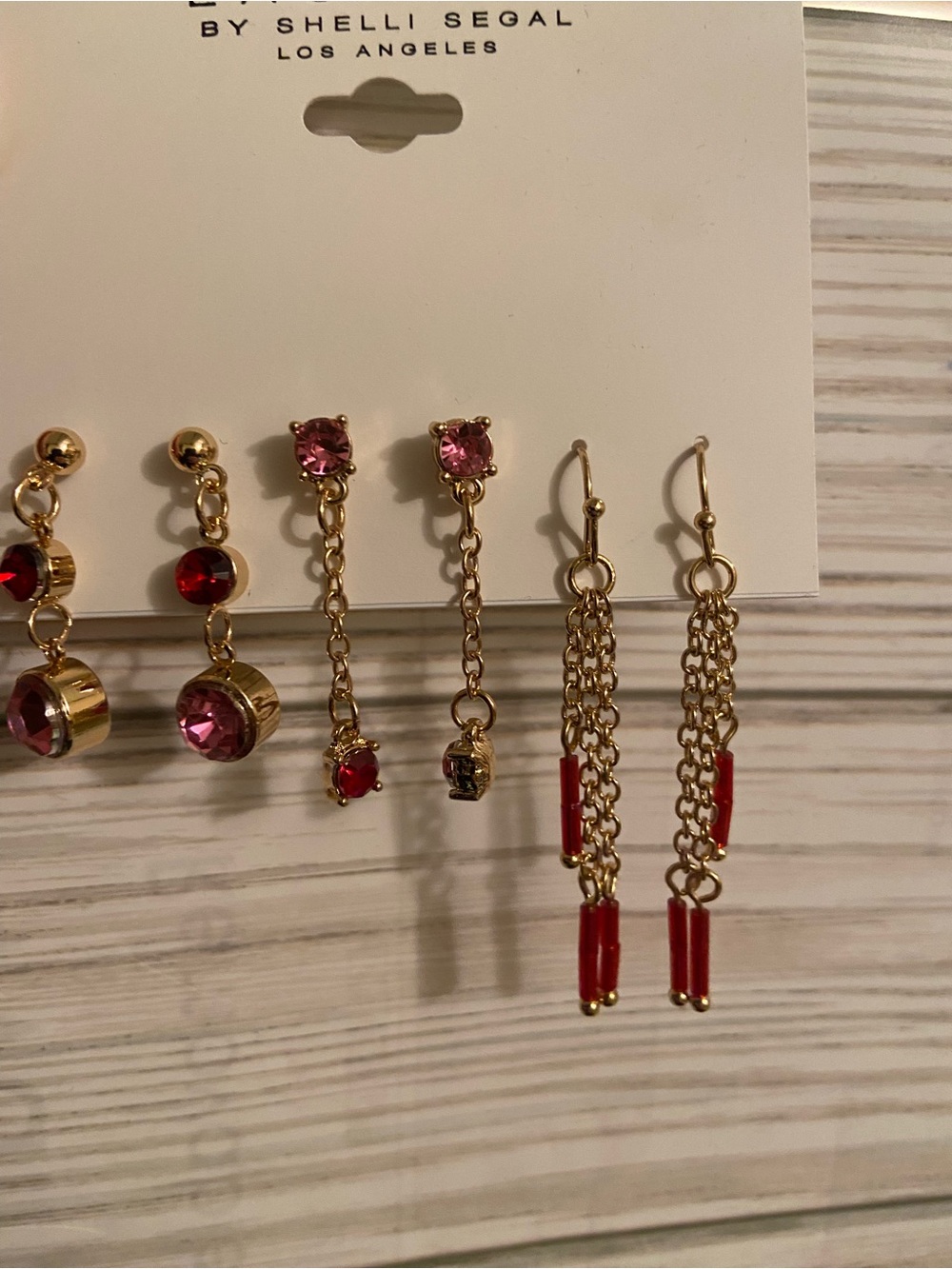Laundry by Shelli segal Goldtone pink red earrings set - Picture 2 of 3